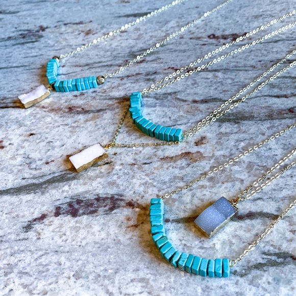 Druzy & Turquoise Necklace - Picture 11 of 13